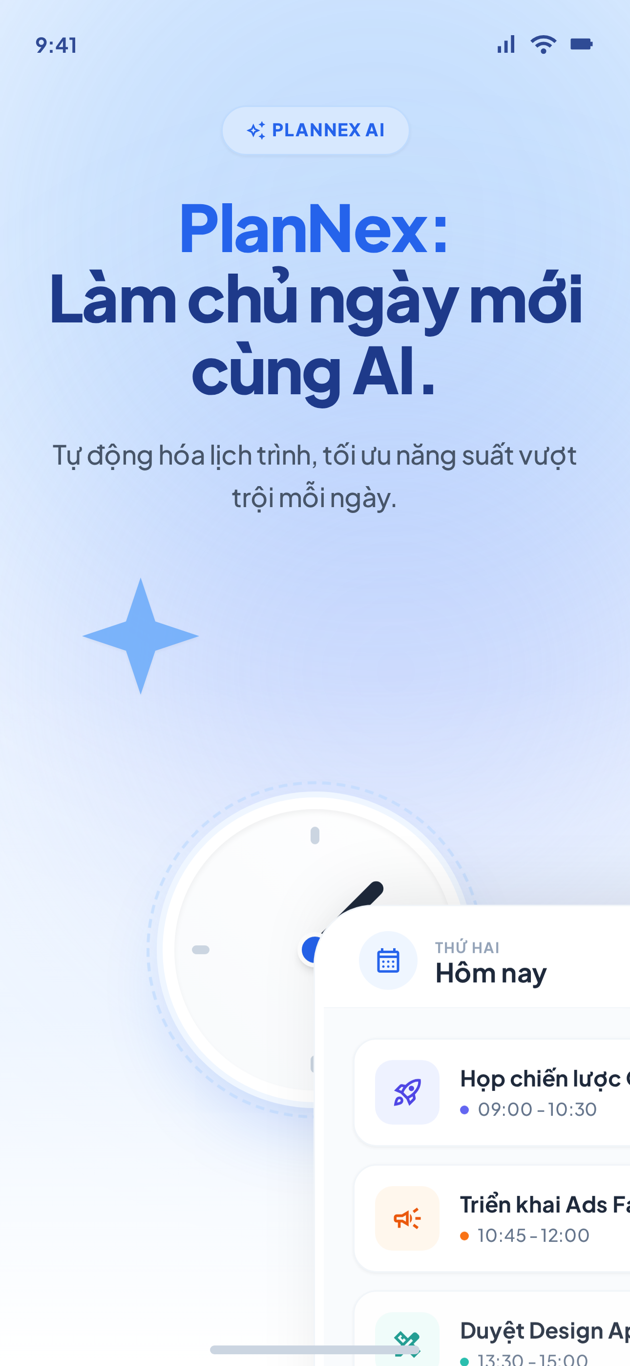 Màn hình giới thiệu ứng dụng PlanNex